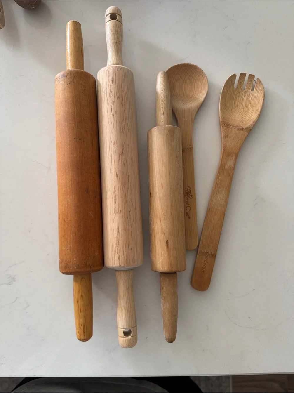 Wooden Rolling Pins and Utensils Set #1- Natural Brown